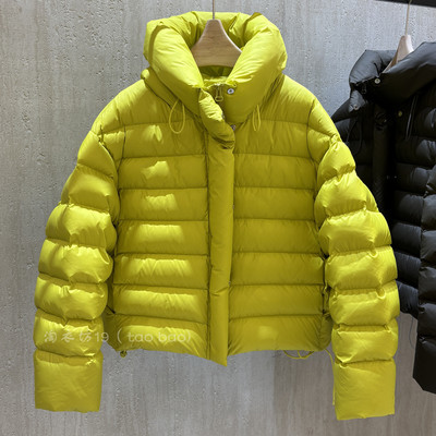 休闲短款连帽小个子90绒羽绒服女