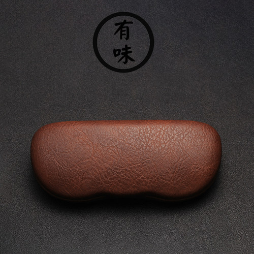 高档疯马皮复古耐压近视眼镜盒