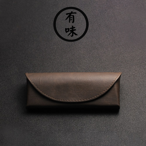复古耐压疯马皮近视眼镜墨镜盒