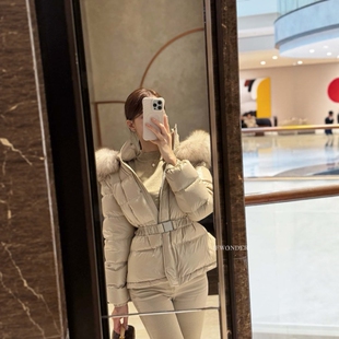 秋冬高端浣熊毛领连帽羽绒服鸭 韩国东大门代购