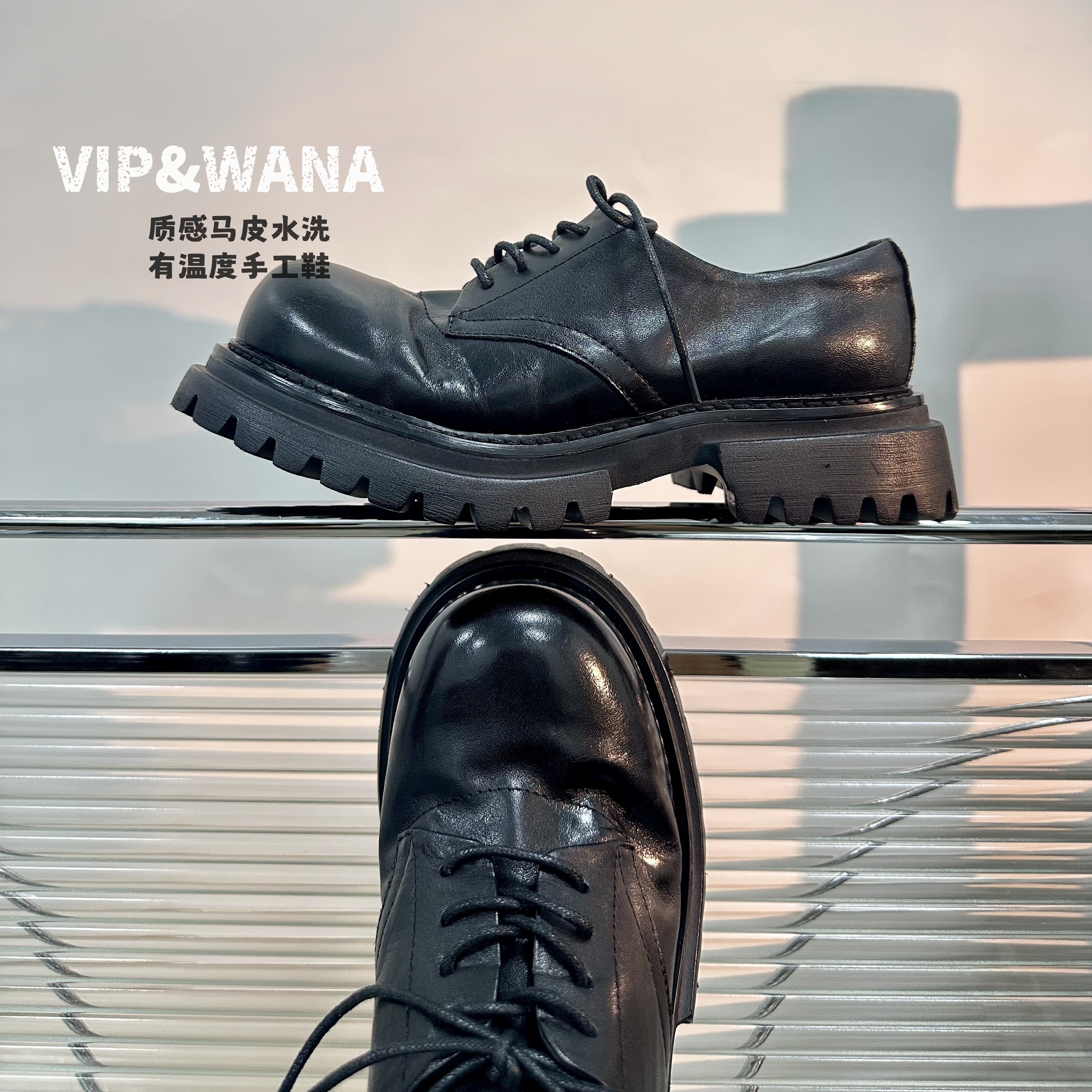 2025新款秋冬水洗马皮复古德比鞋
