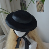 法式 复古宫廷造型礼帽写真拍照道具绑带系带丝绒蕾丝文艺女帽子