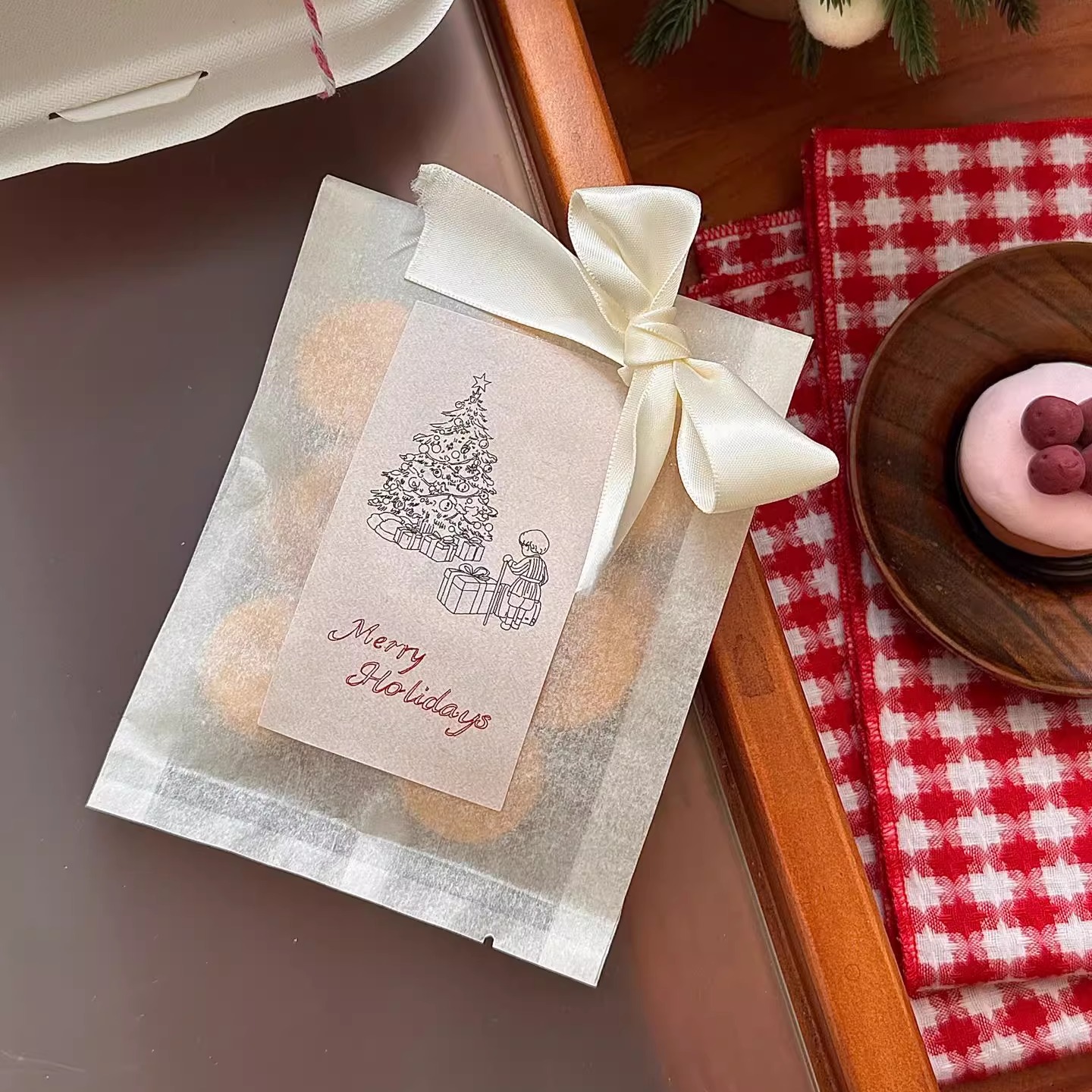 Haru 圣诞节复古大贴纸 ins礼物包装圣诞树Merry Holidays封口贴