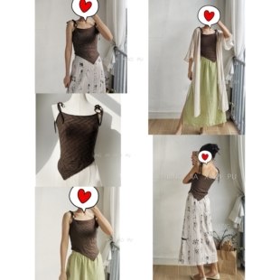 复古禅意清冷风不规则吊带上衣0.080kg两件 中式 清仓 包邮 聆家