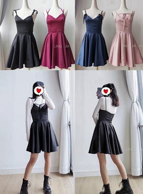 【聆家】清仓包邮~春夏款坠感甜酷风紧身仿缎吊带连衣裙 0.355kg