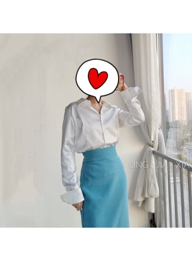 【聆家】清仓包邮~秋季OL通勤风简约休闲百搭仿缎衬衫上衣0.280kg