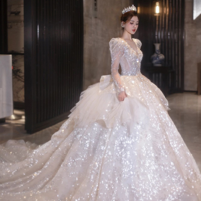  Tail tail wedding dress (gift skirt to support gloves)+XXL   + $15.71 