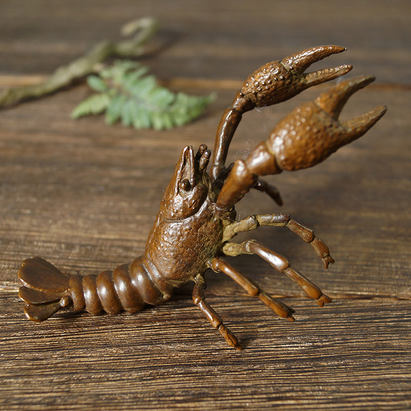 苏工实心铜龙虾茶宠茶玩可养日式复古手工铜虫茶道茶宠手把件厂价