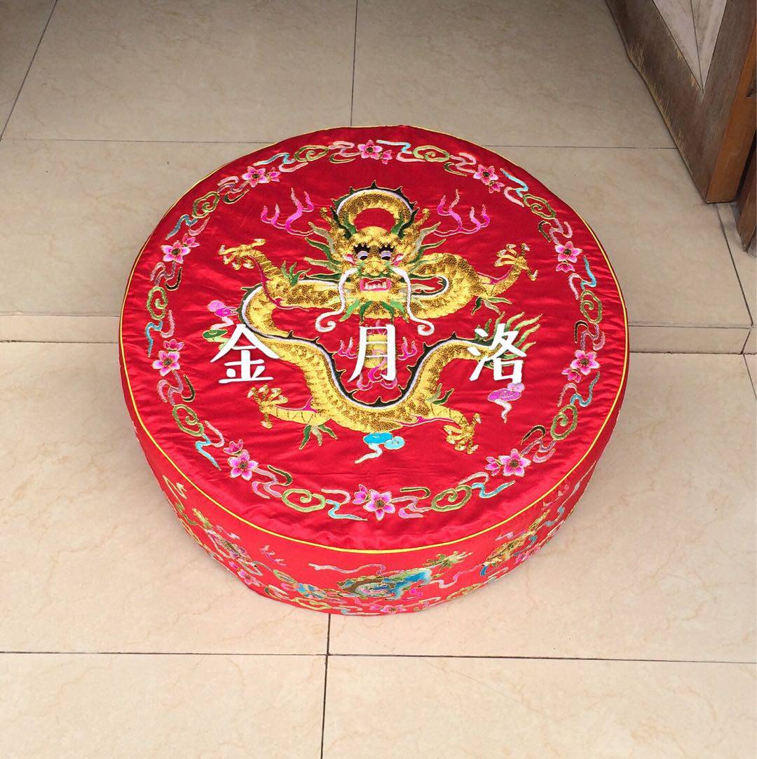金月洛苏绣全手工刺绣正龙九狮拜垫狮子龙垫法师僧大殿定制