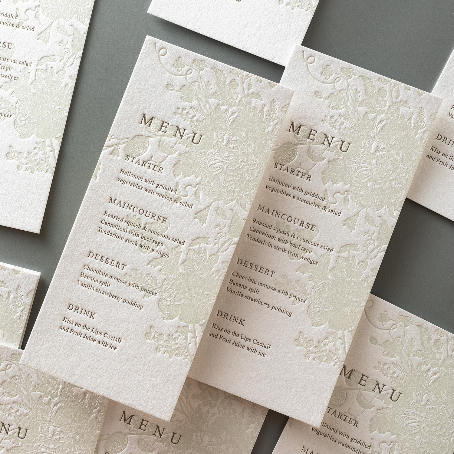 菜单卡2026letterpress欧式婚礼menu定制手工凸版简约感谢卡定制图片