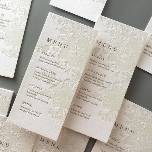 菜单卡2026letterpress欧式婚礼menu定制手工凸版简约感谢卡定制