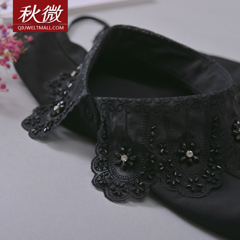 秋微秋冬百搭衬衫假领子女白色钉珠花边衣领多功能装饰娃娃领雪纺