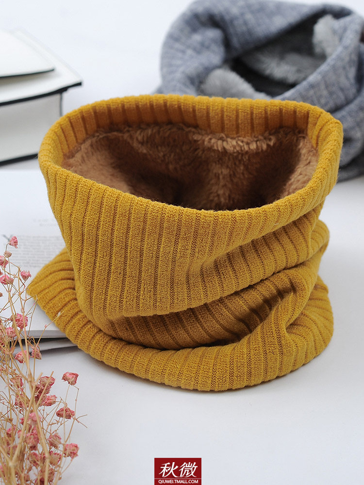 秋微防寒护颈围脖男女款保暖针织加绒加厚毛线脖套户外围巾百搭