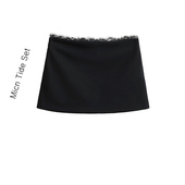 西装 包臀短裙低腰显瘦短款 裙子 新款 辣妹睫毛蕾丝花边半身裙女夏季