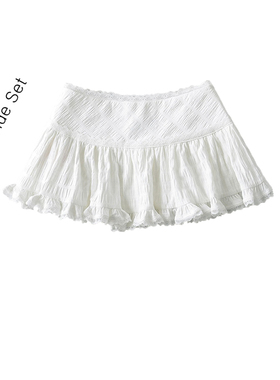 BM MICN芭蕾风少女蕾丝边蛋糕裙性感风褶皱短裙女有内衬半身裙