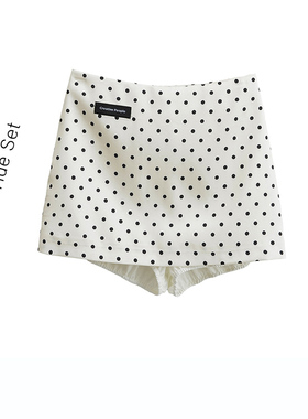 减龄buff缎面白色小波点短裙女春夏显瘦a字半身裙子性感包臀裙