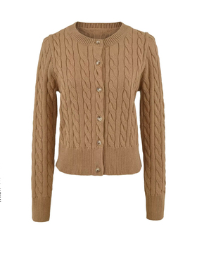 BM MICN美式复古绞花针织开衫外套女秋季新款显瘦内搭毛衣打底衫