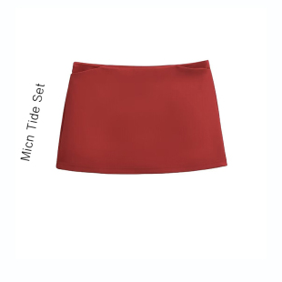 显瘦a字裙包臀裙辣妹短款 设计感修身 裙子 MICN红色半身裙女夏季