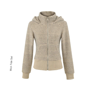 MICN原创复古辣妹修身显瘦连帽开衫秋冬新款拉链外套女短款帽衫