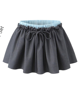 俏皮双腰头设计低腰系带半身裙女春夏新款优雅a字百搭运动短裙
