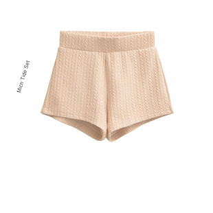 女老钱风奢感百搭绞花针织短裤 MICN新贵港女周末高阶直筒靴裤