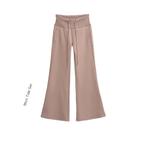 加绒喇叭卫裤女秋冬新款