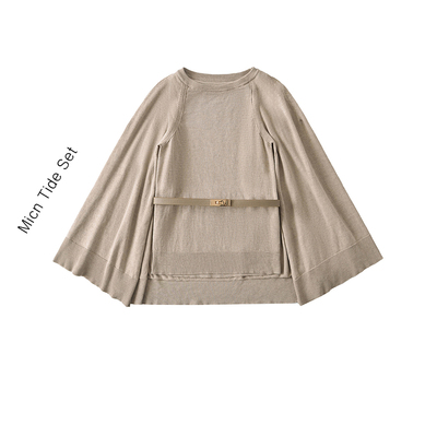 斗篷时尚针织毛衣上衣送腰带