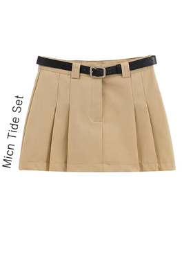 BM MICN甜酷辣妹风低腰百褶裙短裙女小众设计感拼接a字半身裙夏