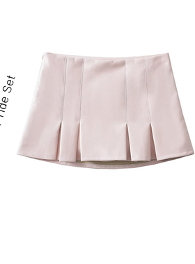 MICN女团大长腿皮裙裤甜miu风粉色小皮裙女低腰显瘦辣妹a字半裙