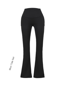 MICN美式休闲微喇裤女黑色收腹显瘦丰胯瑜伽喇叭裤春秋运动健身裤