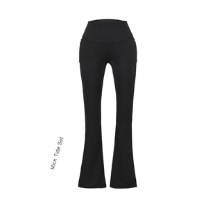MICN美式休闲微喇裤女黑色收腹显瘦丰胯瑜伽喇叭裤春秋运动健身裤