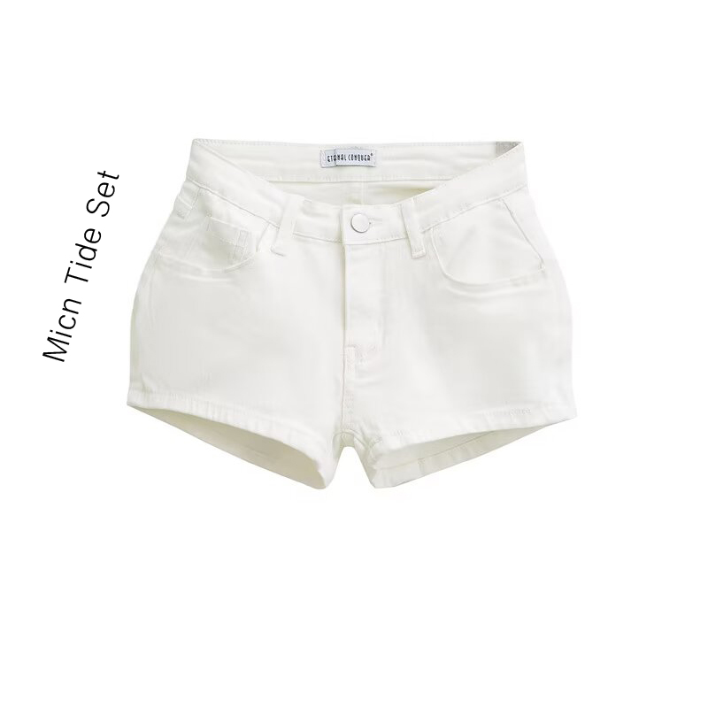 韩系纯欲高腰修身显瘦白色丰胯短裤牛仔裤女基础舒适感包臀热裤