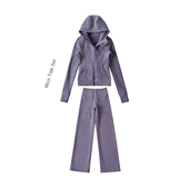 卫衣两件套装 高个子加长微喇运动裤 连帽长袖 收腰德绒秋冬款 女 修身