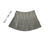 艺术家复古格纹百褶半身裙女2026新款 高腰显瘦a字百搭细格子短裙