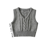 女团风毛衣针织马甲女春装 外搭内搭背心坎肩配JK制服上衣 新款