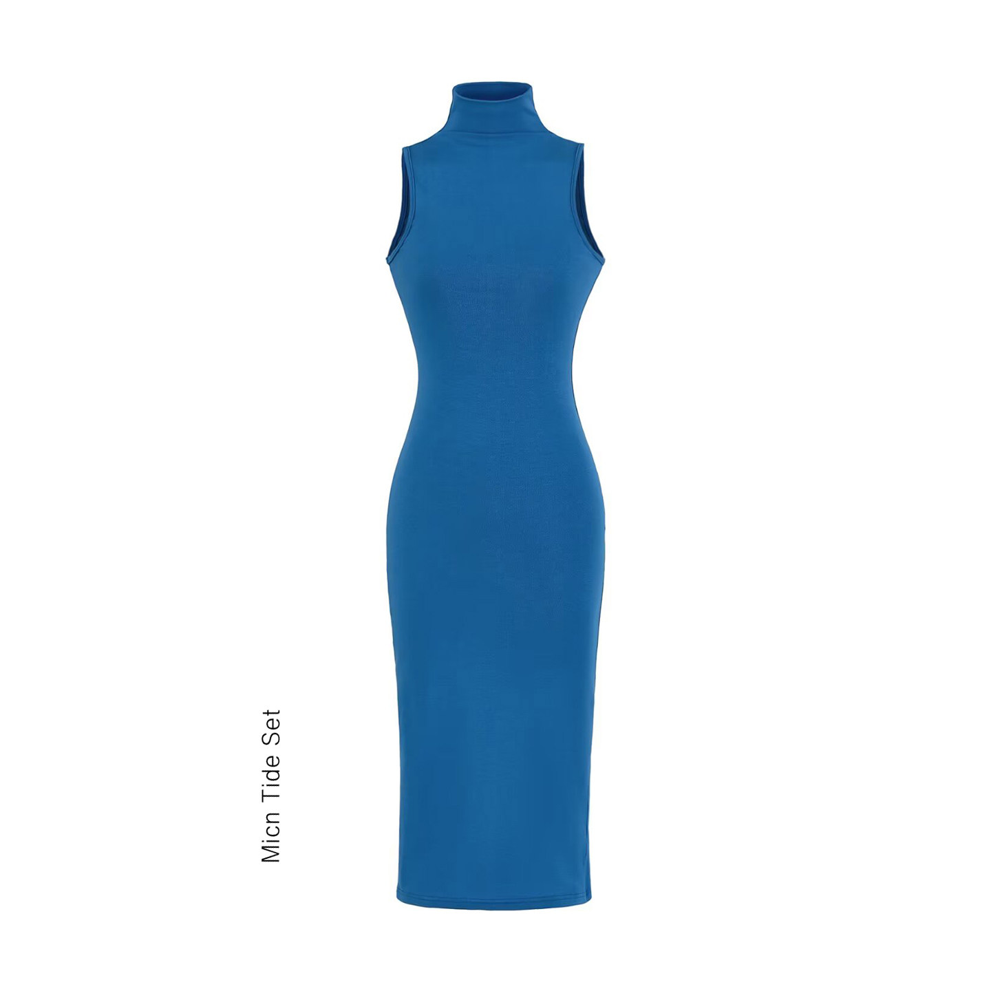 半高领无袖针织连衣裙女春夏季气质修身收腰内搭中长款包臀裙子