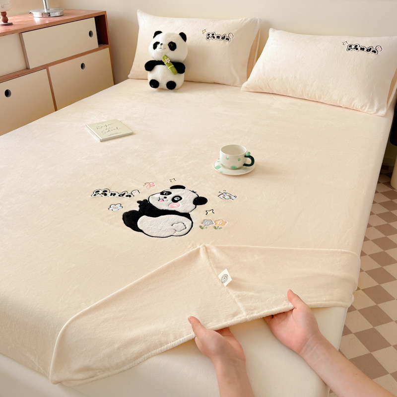 牛奶绒床笠单件秋冬季加厚席梦思床垫保护罩套珊瑚绒床单2024新款