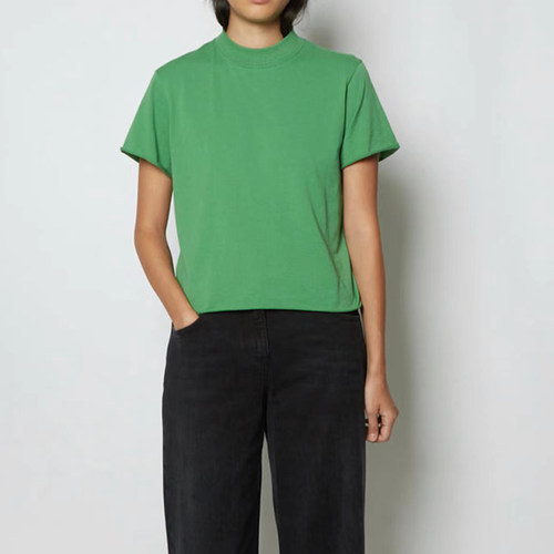 短袖百搭短款绿色纯棉