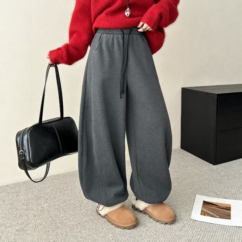 加厚保暖抽绳阔腿两穿束脚卫裤