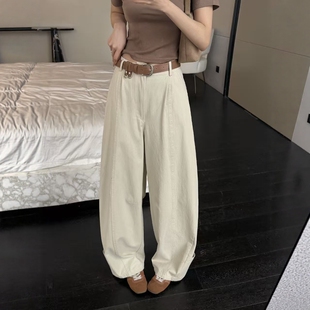 休闲慵懒风潮 上新显瘦垂感拖地裤 松弛感高腰弯刀阔腿裤 女2026春季