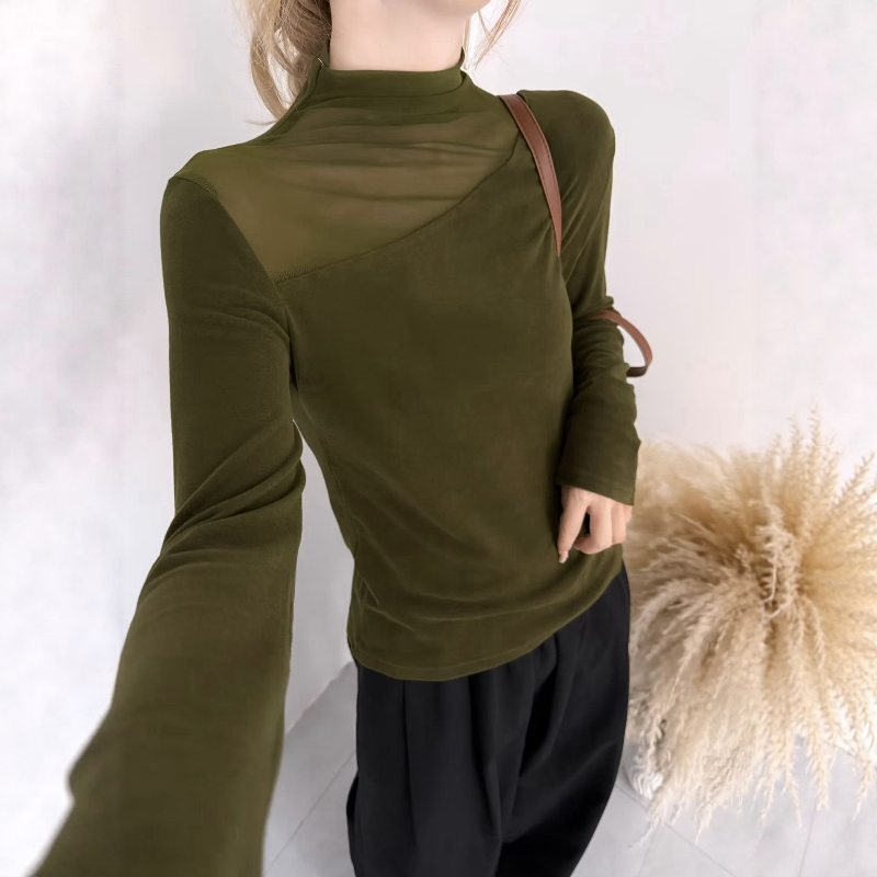 内搭纱衣蕾丝长袖薄款上衣女