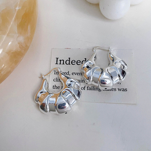 S925银几何立体耳钉不规则耳饰blingbling饰品长期主义冷淡风首饰