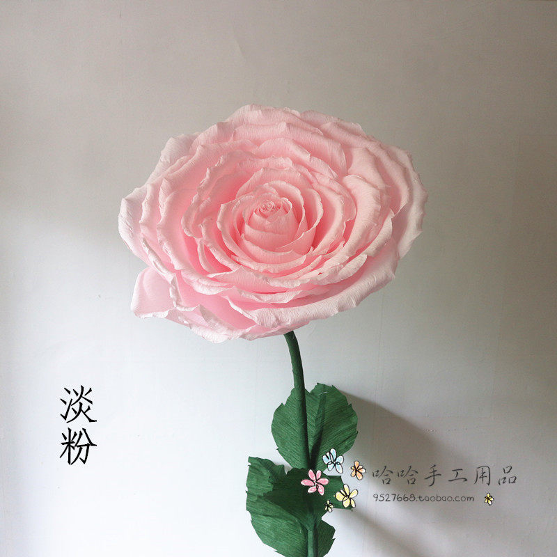 大型装饰皱纹纸玫瑰婚庆商场美陈纸艺花手工DIY材料包直径50cm