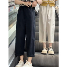 白色哈伦裤女夏季新款宽松显瘦萝卜裤大码胖妹妹高腰薄款老爹裤子