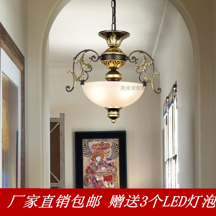 美式新款阳台过道走廊小吊灯玄关楼梯灯门厅灯单头欧式玻璃吊灯