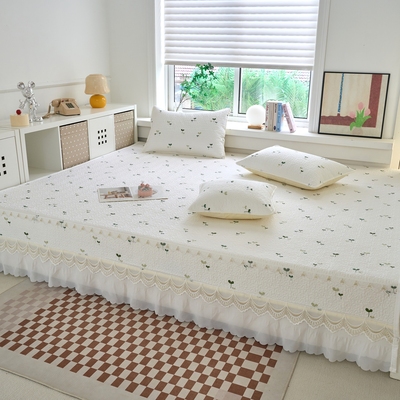 公主风纯棉榻榻米专用床盖四件套夹棉防滑大炕罩四季通用加大床单