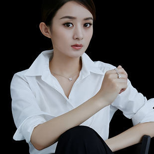 明星赵丽颖同款白衬衫女长袖宽松显瘦休闲燕尾翻领棉质洋气衬衣潮