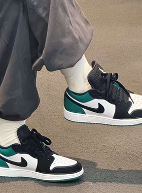 耐克/Air Jordan 1 潮流复古女款低帮耐磨篮球鞋黑绿 553560-113