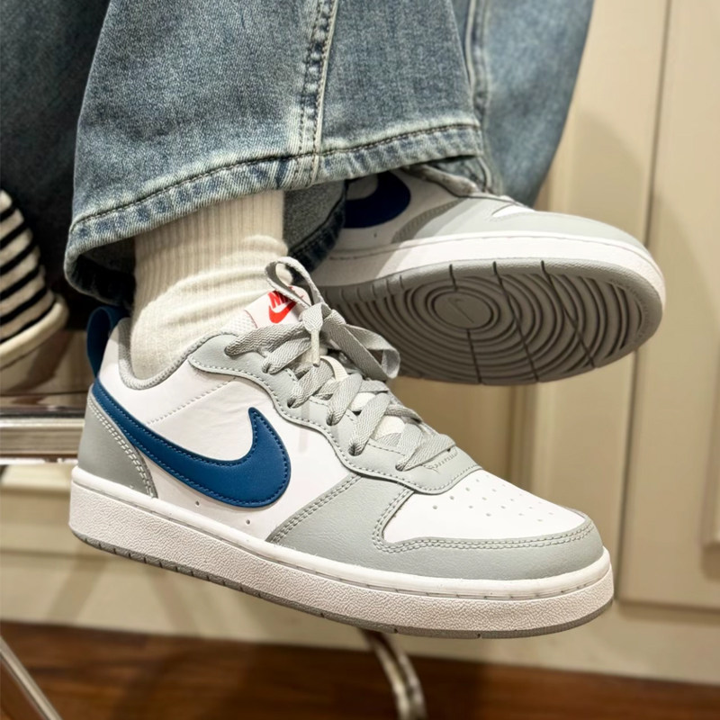耐克/Nike Court Borough Low 灰白蓝女子舒适低帮板鞋BQ5448-117,运动鞋new,板鞋,淘宝优惠券,粉丝福利购,淘宝优惠卷