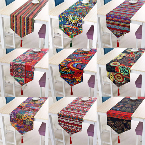 双层复古桌旗民族风东南亚棉麻布